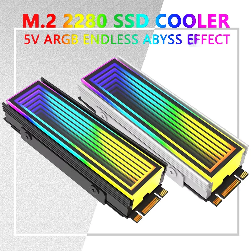 5V/3Pin ARGB AURA Sync Computer 2280 SSD M2 Radiatore in alluminio PC RGB M.2 Nvme Dispositivo di raffreddamento Dissipatore di calore Unità a stato solido Dissipatore di calore Dispositivo di