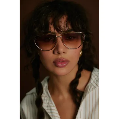 Retrograde Aviator Sunglasses at Free People in Sand