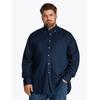 Langarmhemd "BT-LINEN BLEND SOLID", Herren, Gr. 4XL, N-Gr, blau (carbon navy), Web, Obermaterial: 52% Baumwolle, 48% Leinen, TOMMY HILFIGER BIG & TALL, casual, Langarm 1-Knopf-Manschette, Hemden, Große Größen