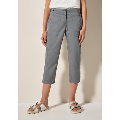 Caprihose CECIL "Style New York", Damen, Gr. 36, N-Gr, obelisk grau, Web, Obermaterial: 98% Baumwolle, 2% Elasthan, unifarben, casual, normal kniebedeckend, Hosen, mit Knopfdetails am Bund Image