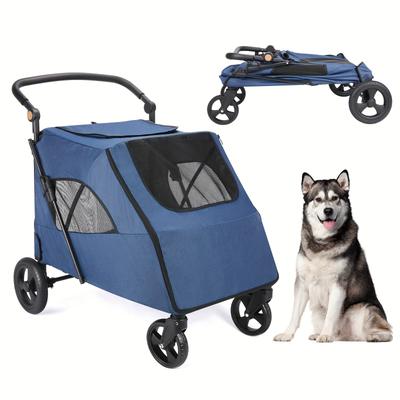 TEMU Pet Stroller For Large Dogs, Up To 54kg Pet Pram Adjustable Handle, Folding Dog Buggy, Xxl Storage Double Pet Pram For Cats Image