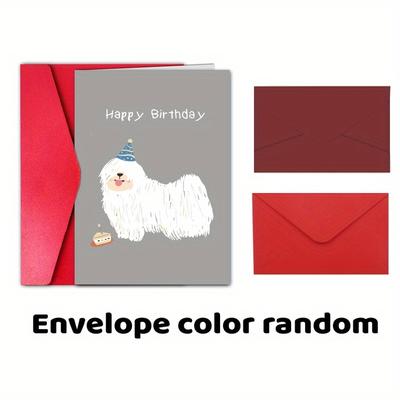 TEMU 1pc Birthday Card With Party Hat - Cute Cartoon On Gray Background, Wife, Husband, Boyfriend, Girlfriend, & - High-quality Paper, Includes Image
