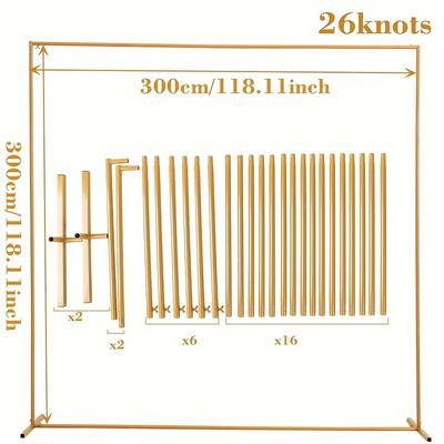 TEMU Wedding Arch Decoration Set, 1set, Rectangular Metal Frame With Draping Fabric And Floral Garlands, No Electricity Required, Versatile For Weddings, Bridal Showers, Birthdays, Anniversaries Image