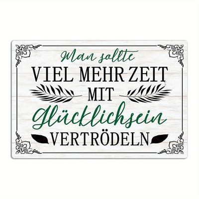"TEMU Vintage German Metal Wall Sign - "for Man Spend Being Happy" - Rustic Home Décor For Living Room, Café, Patio, Or Balcony - Perfect Gift & Party Accessory, Metal Wall Art Decor" Image