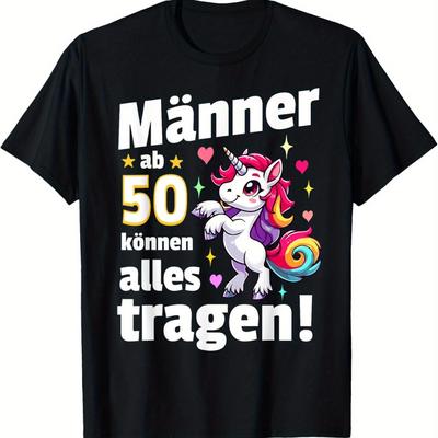 TEMU T-shirt 220g 100% - 50th Birthday Man Funny Men From 50 Sayings 50s Decorative T-shirt, Black Image