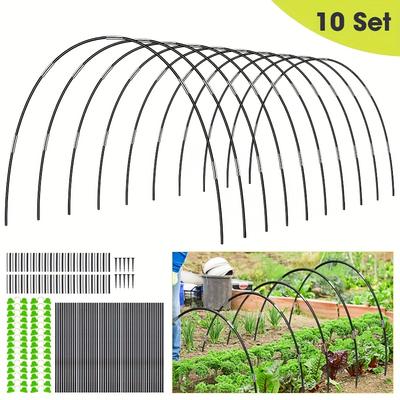 TEMU 10set Of 50pcs Garden Hangers For Raised Beds, 16.14-inch Flexible Greenhouse Hangers With 30 Double Film Clips And 10 Ground Spikes, Garden Bed Cover For Fruit And Vegetable Cages Image