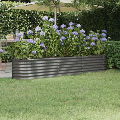 TEMU Raised Bed Powder Coated Steel 224x40x36 Cm Grey Image