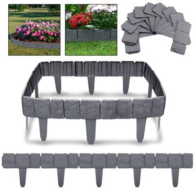 TEMU Gray Artificial Stone Look Plastic Lawn Edge - Ideal For Flower Bed Edging & Mowing Image