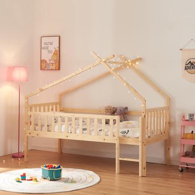 TEMU House Bed Sotkamo 90x200cm With Fall Protection Pine Wood Image