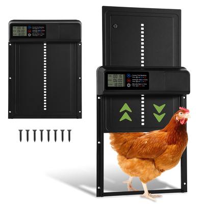 TEMU Automatic Chicken Coop Door, Black, Automatic Chicken Flap With Time And Manual Mode, Lcd Display, High-quality Aluminium Alloy, Timer Control, Anti-pinch Protection Image