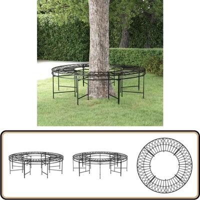 Vidaxl - Baumbank Rund Ø160 cm Schwarz Stahl - Gartenbank - Metallgartenbank - Runde Gartenbank Image