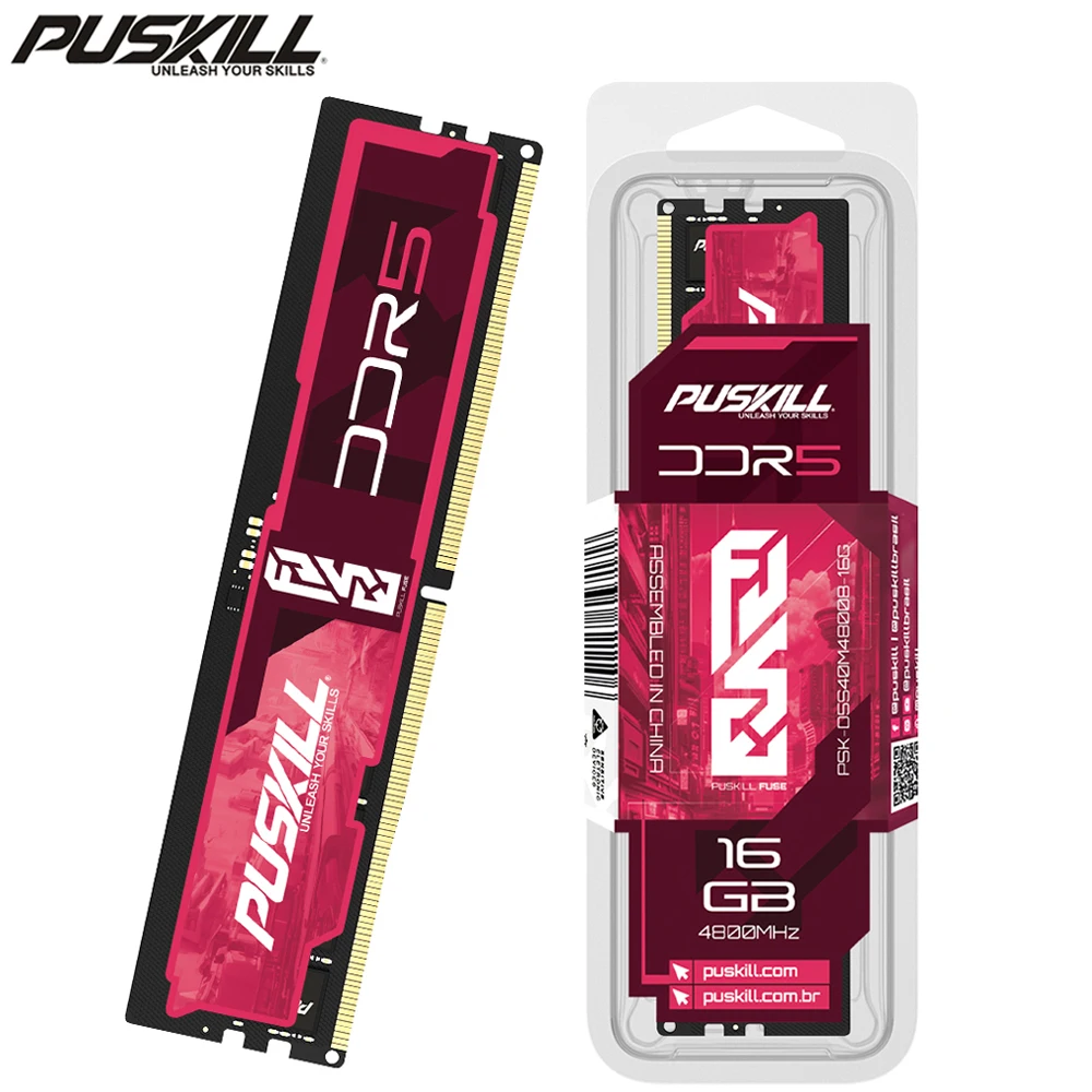 PUSKILL FUSE DDR5 Desktop-Speicher RAM 32 GB 16 GB 8 GB 1,1 V 4800 MHz 5600 MHz PC5 288-PIN UDIMM Memoria Image