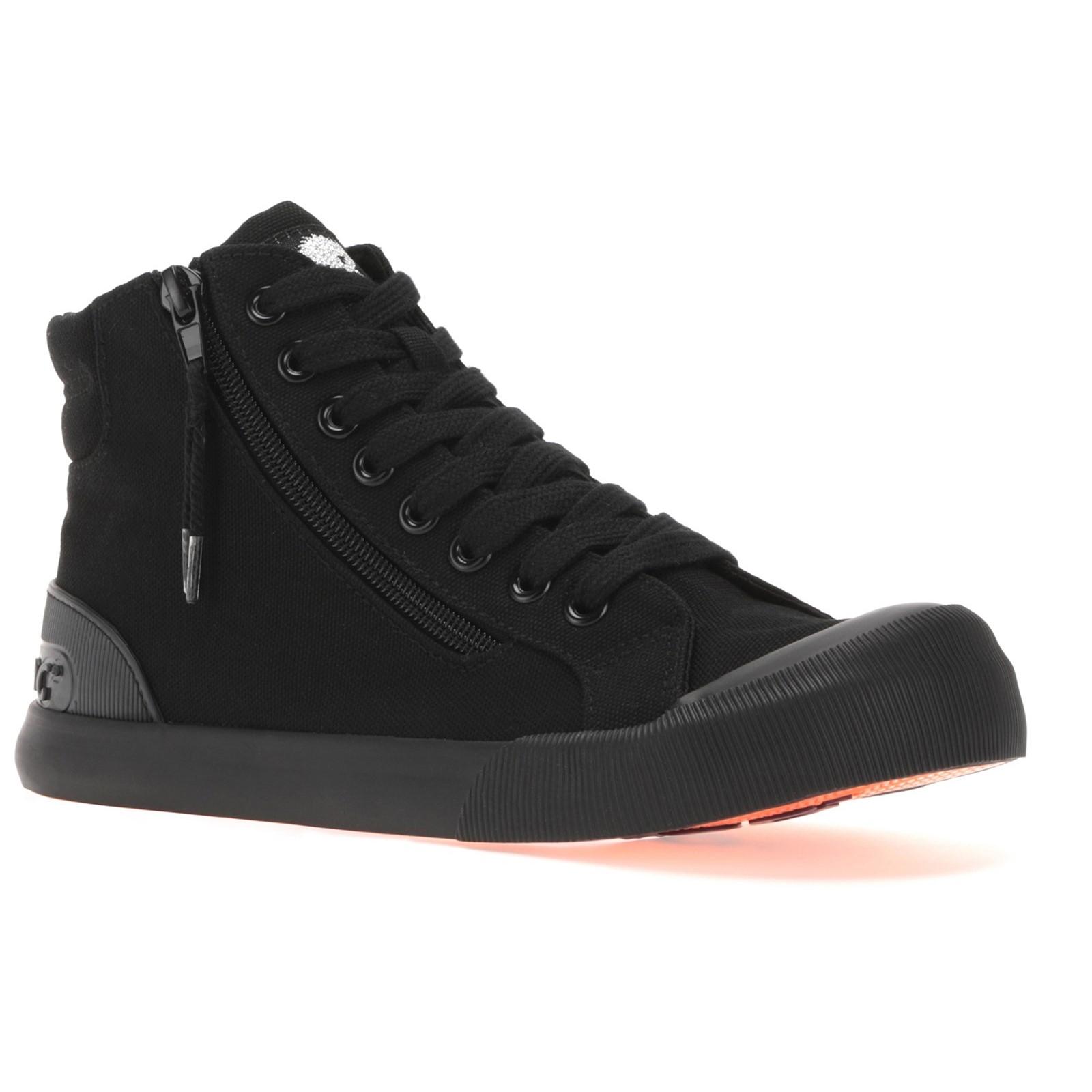 Rocket Dog Womens/ladies Jazzin Hi 12A Cotton Canvas Shoes (black) - Size UK 5 | Rocket Dog Sale | Discount Designer Brands