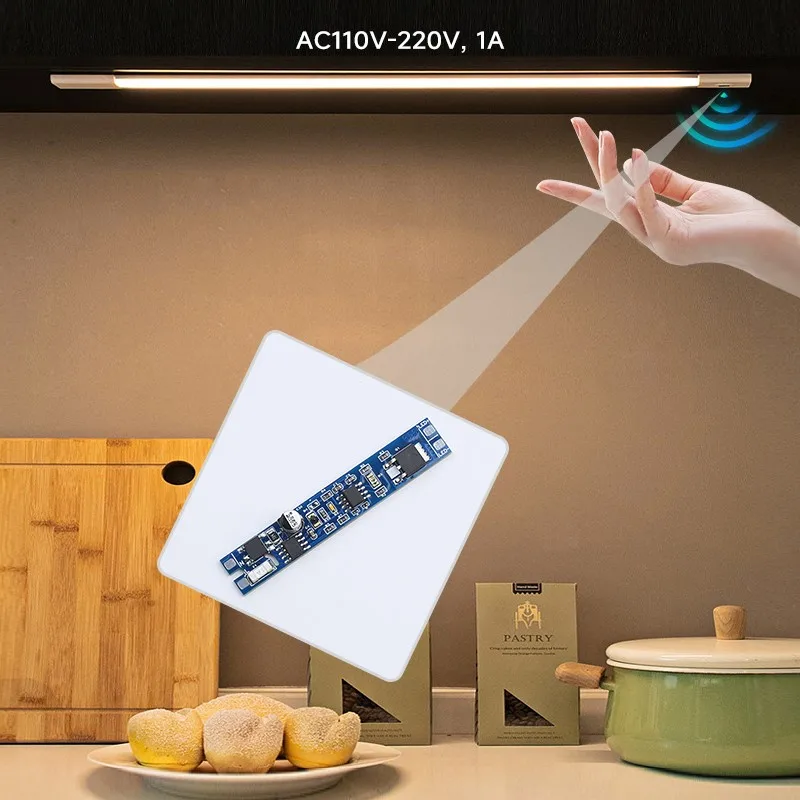 Handbewegungssensor AC110V-220V LED-Lichtschalter, Kein Bohren Nötig zur Steuerung von Schrankbeleuchtung, Sensorschalter