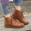 GKTINOO 2025, Frauen Mode Vintage Echtem Leder Schuhe Weibliche Herbst Winter Plattform Stiefeletten