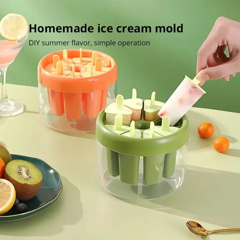 1pc grün/orange Kunststoff Eisform DIY Dessert Eis am Stiel Formen Tablett Eiswürfel Maker hausgemachte Werkzeuge Sommer Party liefert Image