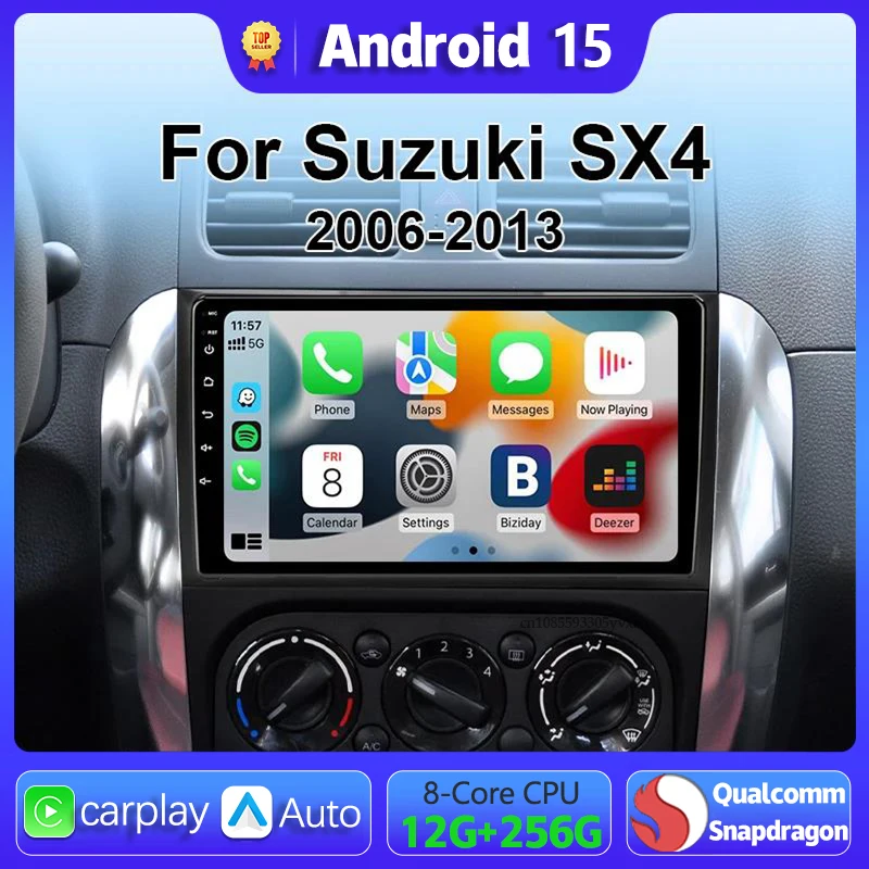 Android 16 Carplay Autoradio Multimedia für Suzuki SX4 SX 4 2006 - 2013 Head Unit BT GPS Video DVD DSP Player Autoradio Stereo Image