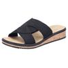Pantolette RIEKER, Damen, Gr. 42, schwarz, Textil, Flechtoptik, unifarben, Basic, Schuhe, Sommerschuh, Schlappen, Hausschuh, Keilabsatz, mit weicher Innensohle, Topseller
