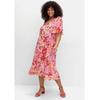 Chiffonkleid SHEEGO BY JOE BROWNS "Große Größen", Damen, Gr. 40, Normalgrößen, sorbet pink gemustert, Obermaterial: 100% Polyester;Futter: 100% Polyester, gemustert, feminin, figurumspielend knieumspielend, V-Ausschnitt, Kurzarm Flügelärmel,...