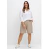 Bermudas SHEEGO "Große Größen", Damen, Gr. 48, Normalgrößen, grau (helltaupe), Obermaterial: 98% Baumwolle, 2% Elasthan, unifarben, casual, regular fit kurz, Hosen, in Chino-Optik