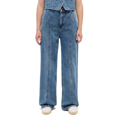 5-Pocket-Hose MUSTANG "Damen Style Luise Wide Front Seam", Damen, Gr. 31, Länge 32, 581 blau, 100% Lyocell, weit, Hosen Image