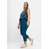 7/8-Hose SHEEGO "Große Größen", Damen, Gr. 48, Normalgrößen, blau (dunkelpetrol), Obermaterial: 98% Baumwolle, 2% Elasthan, unifarben, casual, comfort fit 7/8-Länge, Hosen, mit Gummibund, aus elastischem Twill