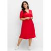 Sommerkleid SHEEGO "Große Größen", Damen, Gr. 52, Normalgrößen, lila (erdbeere), Obermaterial: 100% Viskose, unifarben, feminin, figurumspielend knieumspielend, Rundhals, Kurzarm, Kleider, aus leichter Viskose, in A-Linie