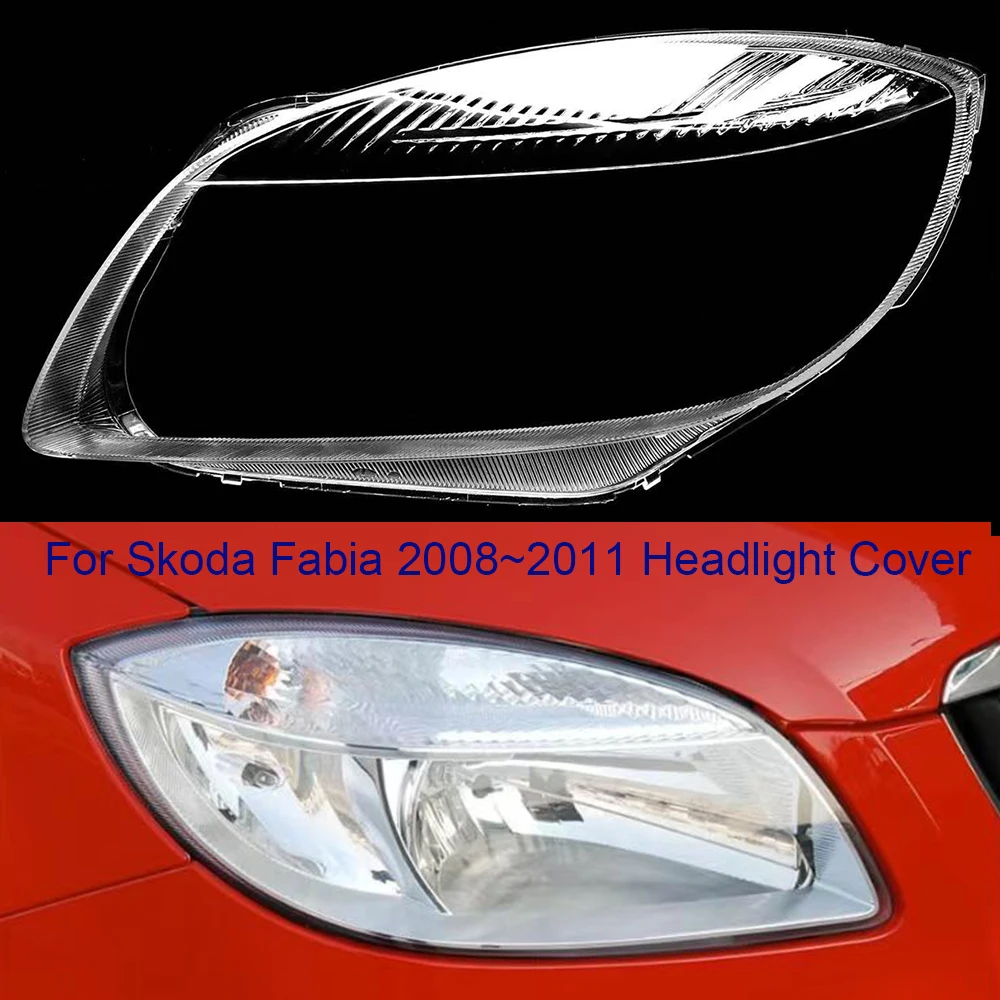 Für Skoda Fabia 2008 ~ 2011 vorne Auto Scheinwerfer Abdeckung Objektiv Shell Lampe Abdeckung Lampenschirm Scheinwerfer Licht maske Image