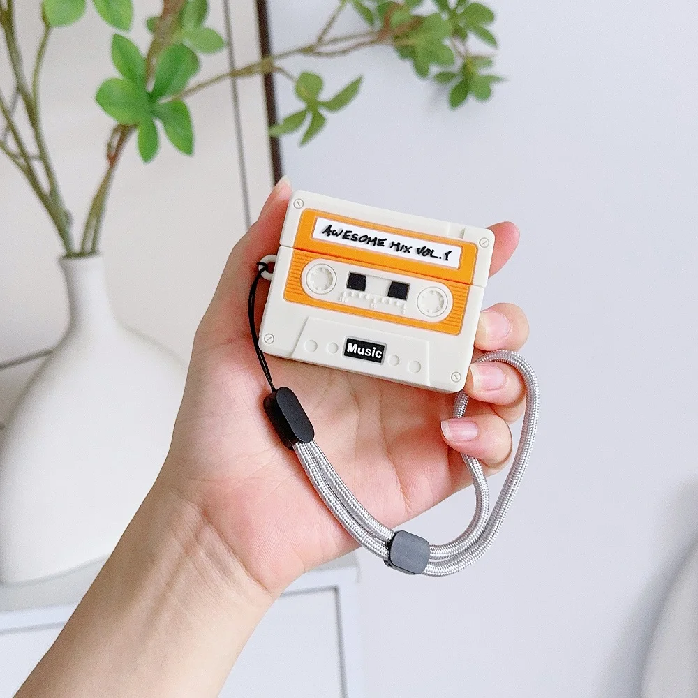 Schutzhülle für Airpods Pro 2. Generation mit Umhängeband, lustiges klassisches Tape-Stil, 3D-Design für Airpods Pro 2 Gen Image