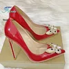 Plus Größe 45, rote Strass-High-Heels für Frauen, Schmetterling, flacher Mund, einzelne Schuhe, 8–12
