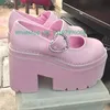 Dame rosa Mary Janes Schuhe mit klobigem Absatz, elegante rosa Bling Strass Design Schnalle Schuhe