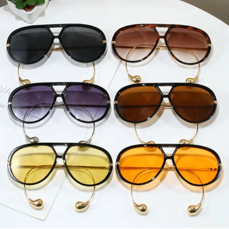 2025, neue modische Doppelbrücke, Farbverlaufs-Sonnenschutz, Damenmode, Luxus-Design-Sonnenbrille, übergroße Piloten-Sonnenbrille Image