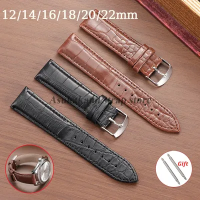 12mm 14mm 16mm 18mm 20mm 22mm Echtes Leder Männer Frauen Uhrenarmband für Seiko für Omega für Tissot Image
