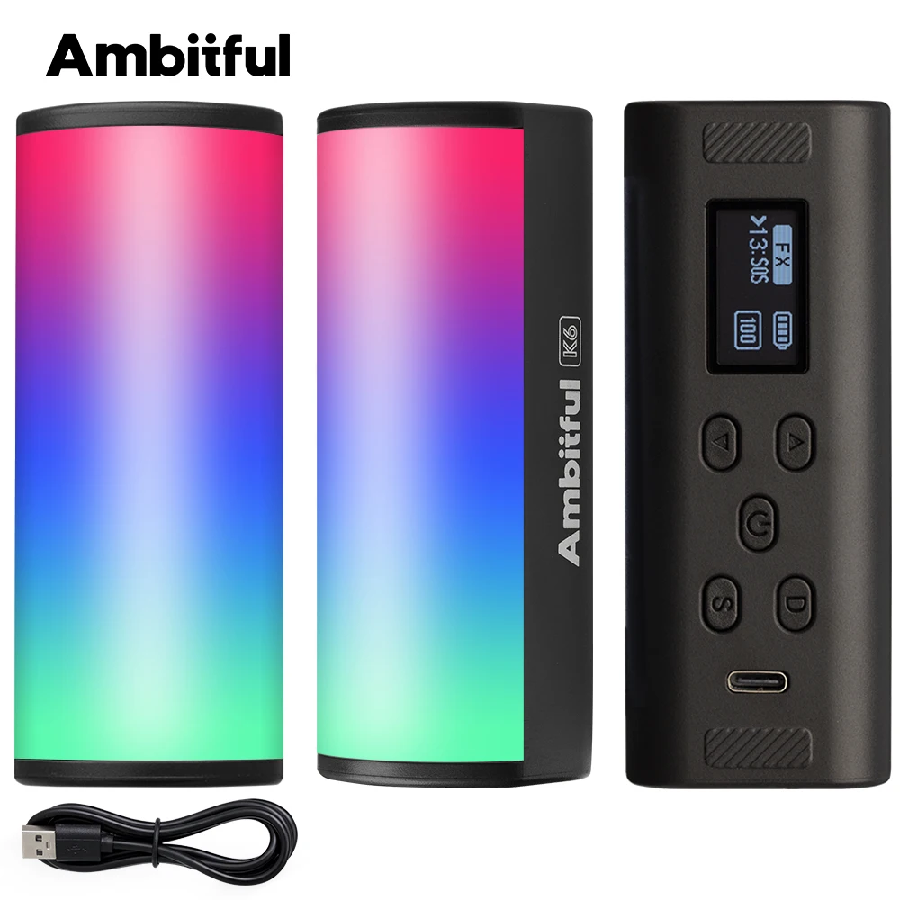 mbitful K6 Mini RGB Leuchtstoffröhre Handheld LED Fotografie Stick Video Fülllampe Magnetisch 2500-9000K für Vlog Youtube Image