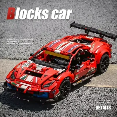 Neue Technische 488 GTE 42125 1684PCS Serie Bausteine MOC Sport Rennen Auto DIY Fahrzeug Ziegel Image
