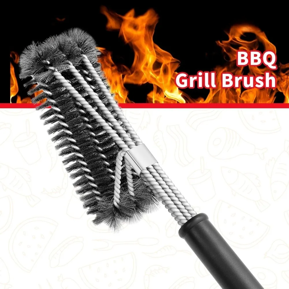 Grillbürste 18'' Safe Wire BBQ-Bürste für Outdoor-Grill, 3-in-1 effizienter Edelstahl-Grillreiniger für alle Gitter
