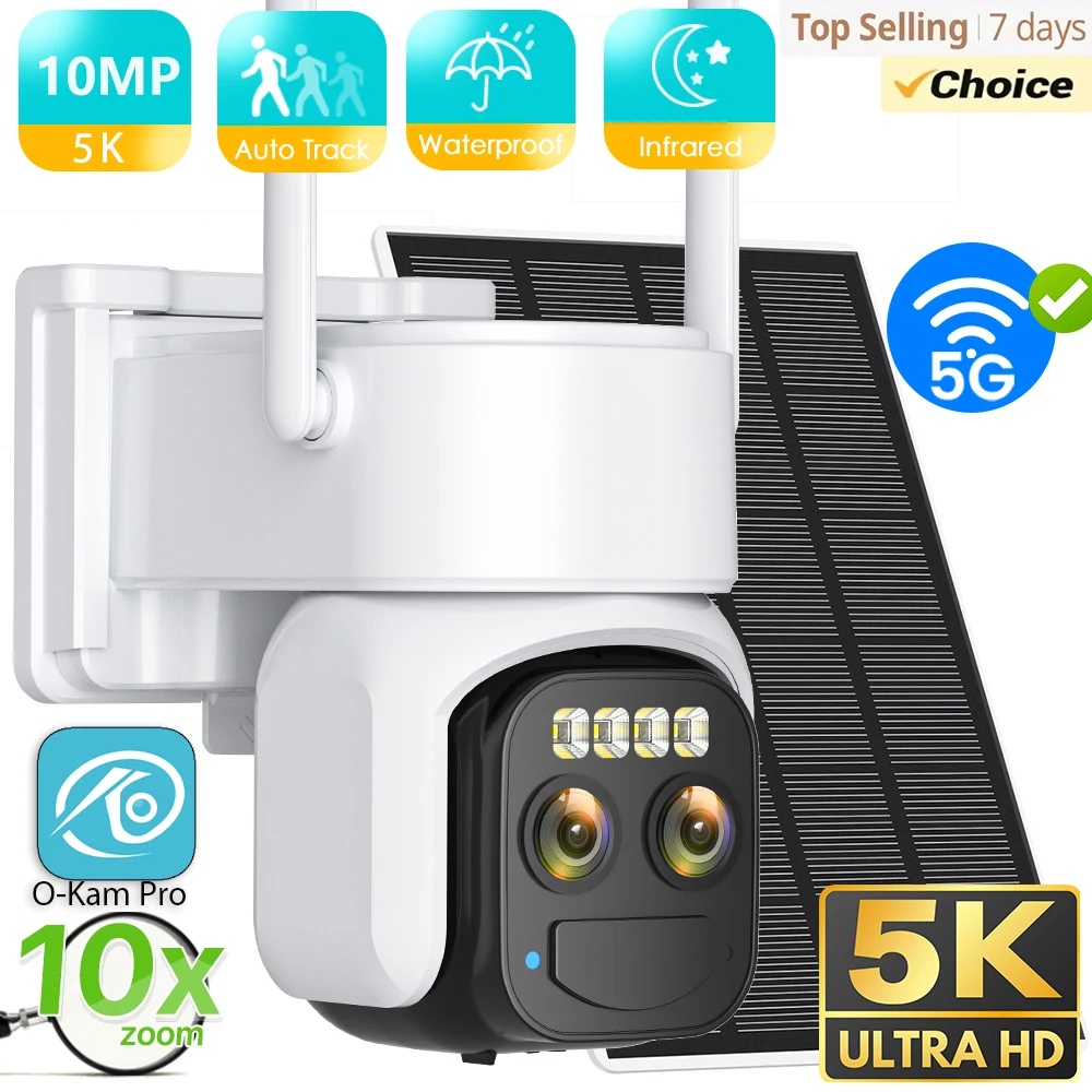 BESDER 5MP Solarkamera 10X Digitalzoom Dual Lens WiFi Außenüberwachung Menschliche Erkennung Sicherheitsschutz PTZ IP-Kamera Image