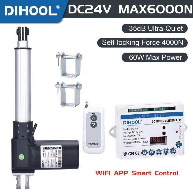 24V 6000N Elektrischer Linearantriebsmotor mit APP-Steuerung 100mm150MM 200MM 300MM 500mm 800mm 1000mm Hub Smart Image