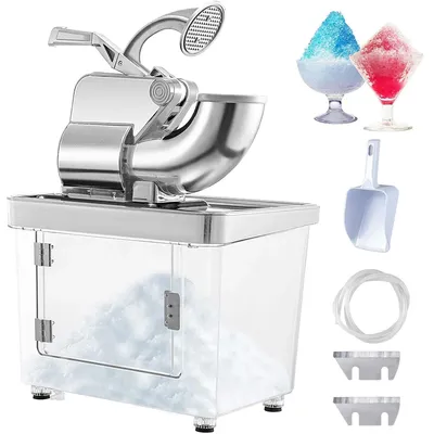 110V Commercial Ice Crusher 661LBS/H, ETL Approved 300W Electric Snow Cone Machine with Dual Blades