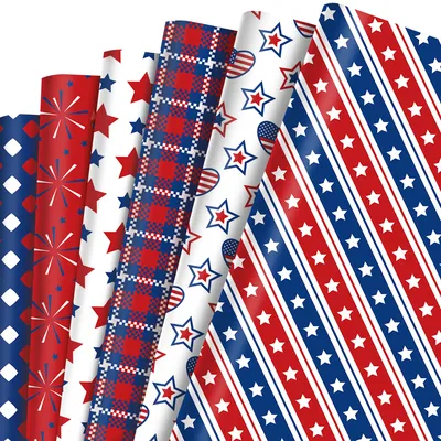 12pcs American July Fourth Independence Day Gift Wrapping Paper Party Gift Decor Presents Packing