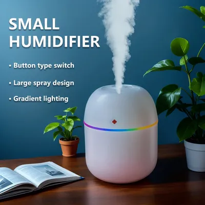 USB Mini Portable Air Humidifier Color Changing Mood Light Quiet 220ml Household Mute Hydrating Air