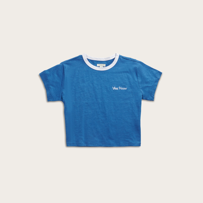 Tecovas Women's Vintage Ringer T-Shirt, Blue/White, Cotton, Medium