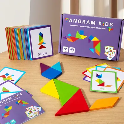 3D Wooden Tangram Jigsaw Puzzles Board Games Kids Montessori Educational Toys Children Kindergarten