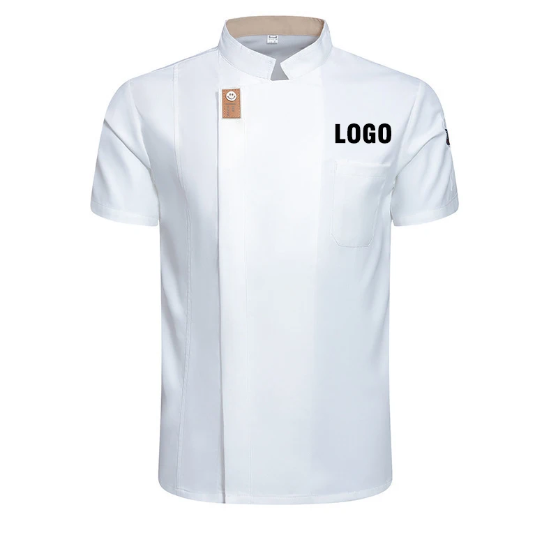 Veste de chef unisexe avec logo personnalisé, chemises de cuisine d'été, manteau de cuisine d'hôtel et de restaurant, vêtements de cuisine de travail attribuables à Chamonix