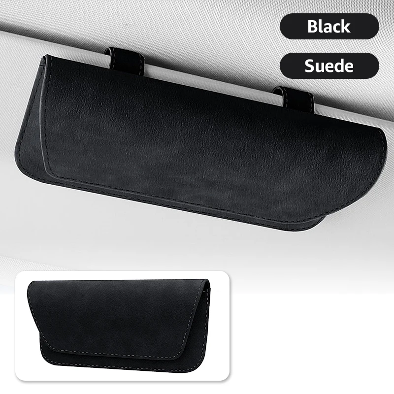 Étui à lunettes de voiture porte-lunettes de soleil étui à lunettes de voiture en daim lunettes de soleil Clip de rangement voiture en cuir visière organisateur lunettes de soleil