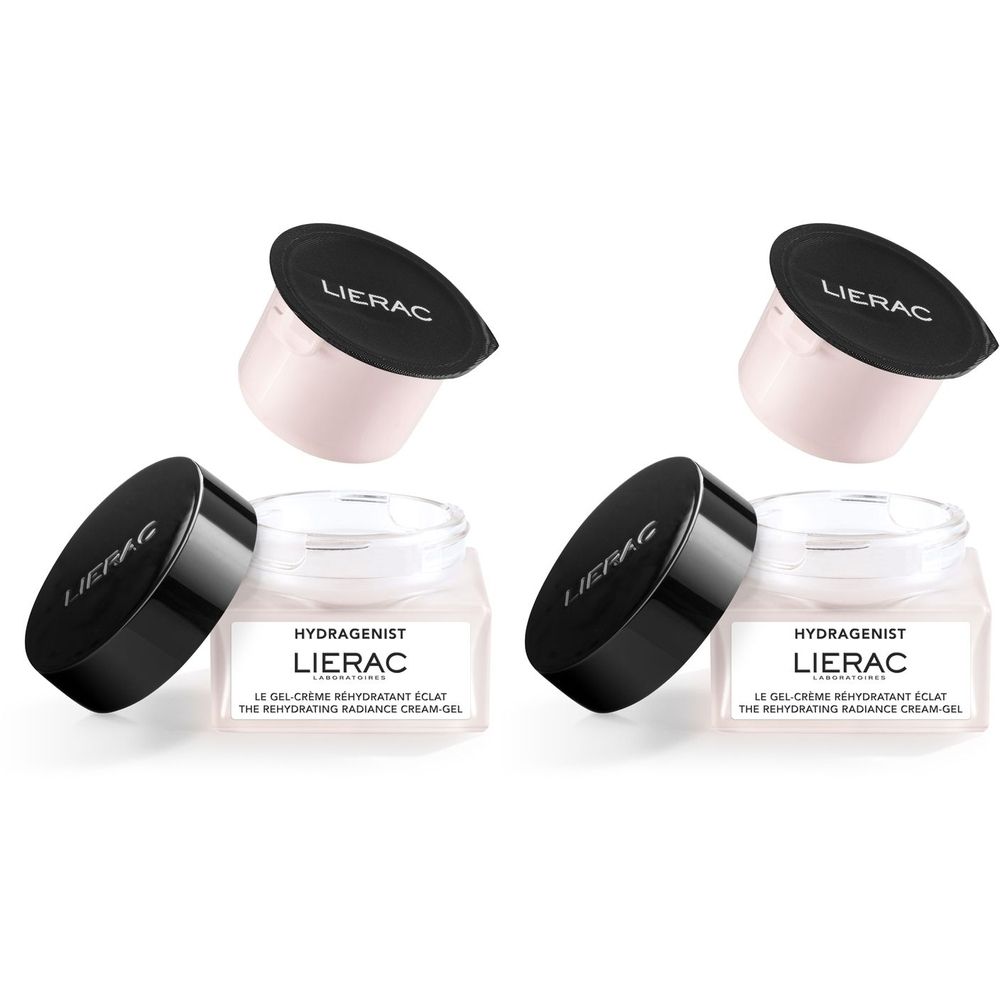 Lierac Hydragenist Gel-crema Reidratante Illuminante Ricarica Set da 2
