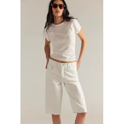 We The Free Jam Session Relaxed Capri Jeans at Free People in Optic White, Size: 33