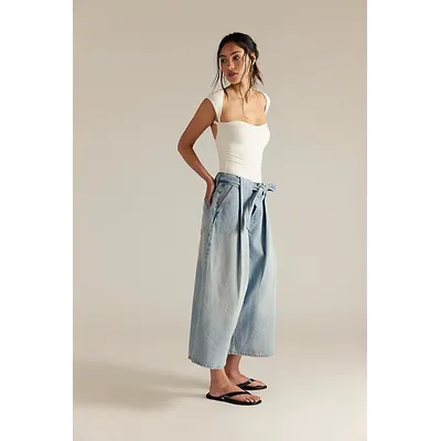 We The Free High Tide Belted Crop Jeans at Free People in Oasis Blue, Size: 33