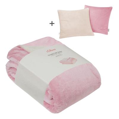 Wohndecke S.OLIVER "Doublesoft, Kuscheldecke, Deal, Kissen geschenkt", rosa (rosa, ecru), B:150cm L:200cm, Wohndecken, Kuscheldecke, mit GRATIS-Zugabe: 2x Kissenhülle, mit Reißverschluss Image