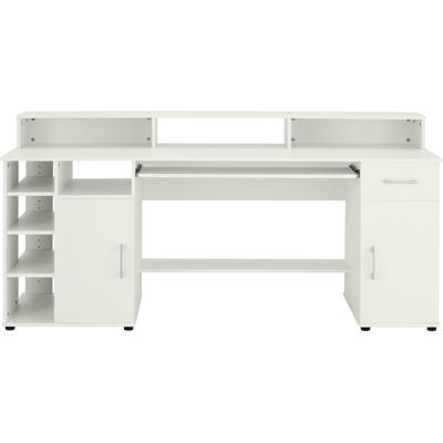 Schreibtisch VOGL MÖBELFABRIK "Timra mit Monitoraufsatz, Tastaturauszug & Towerfach", weiß (weiß, weiß, weiß), B:178cm H:88cm T:60cm, Tische, Breite 154 oder 178 cm, Made in Germany Image